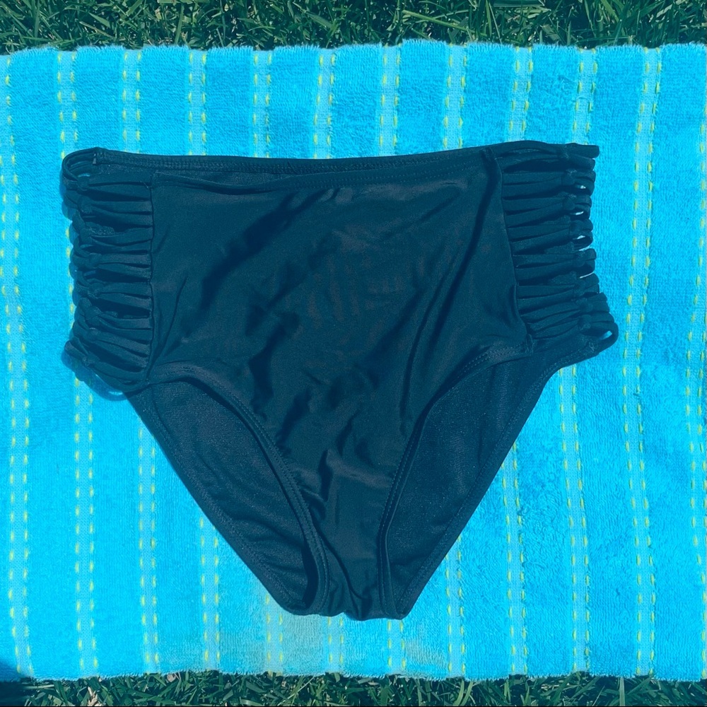 ☀️ High-Waisted Black Swim Bottoms (Fits size S!!)